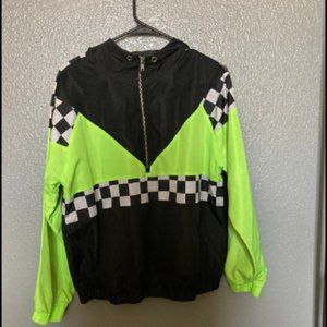 Lime Green Checkered Windbreaker